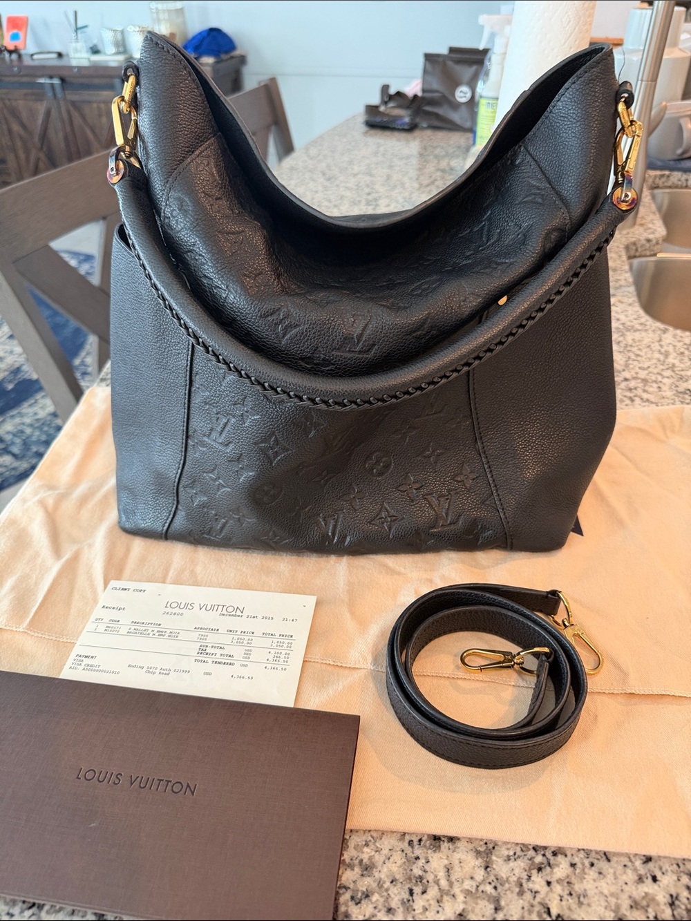Louis Vuitton Black Monogram Empreinte Leather Bagatelle M Hobo Shoulder Bag - Picture 1 of 10